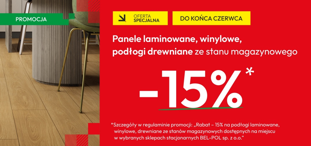Promocja -15% na panele i podłogi ze stanu magazynowego